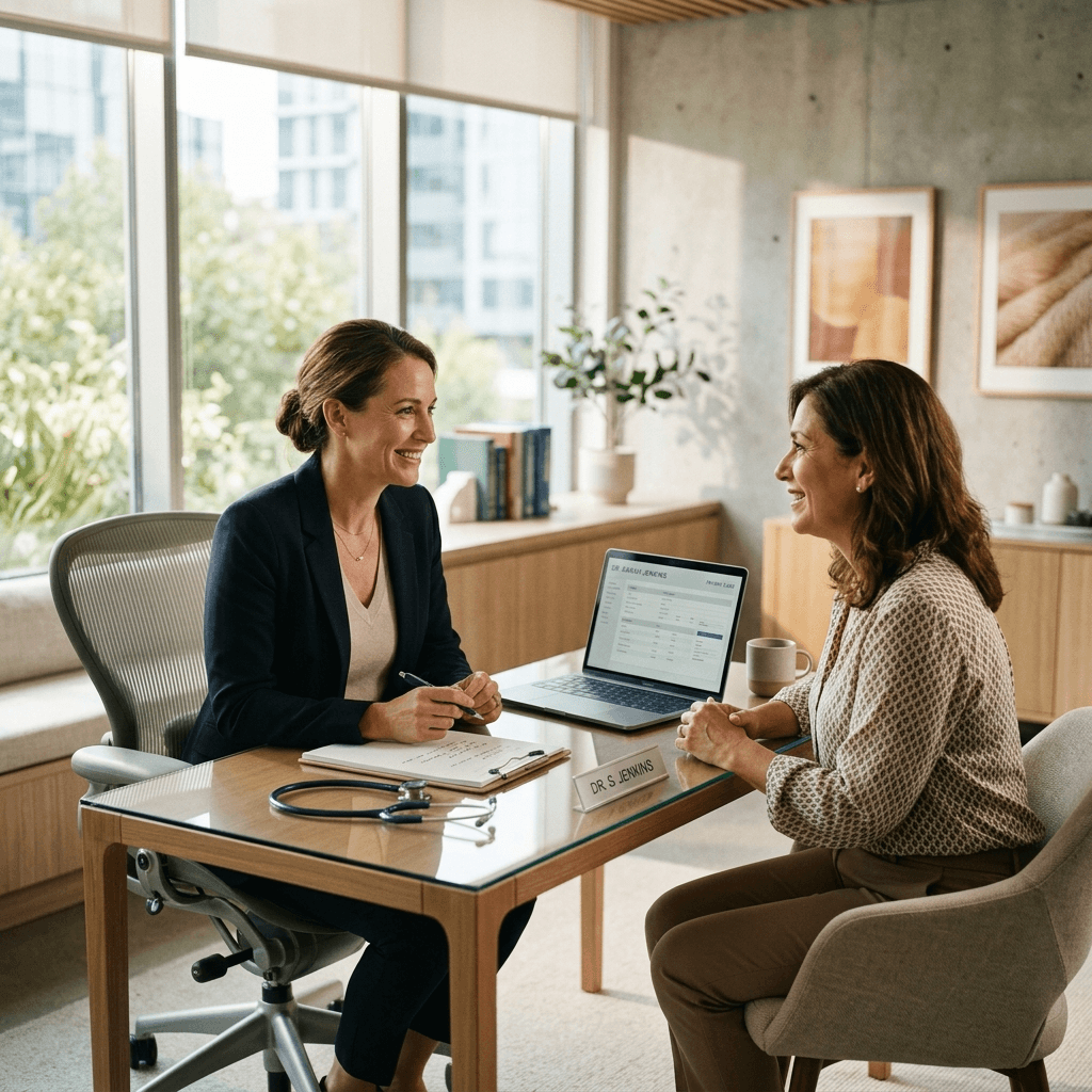 Modern clinical consultation space representing medical interpretation